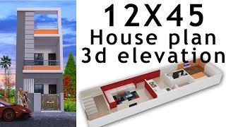 12X45 House plan with 3d elevation by nikshail [upl. by Nichani]