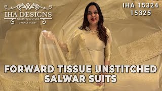 Budget buy tissue unstitched salwar suits and ready to wear sets collections for booking visits [upl. by Sicular]