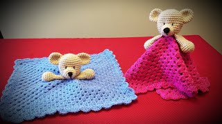 Crochet Bear baby security blanket Crochet along part 12 [upl. by Massimiliano]