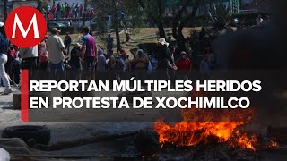 Enfrentamiento en Xochimilco deja 19 policías heridos son trasladados dice Batres [upl. by Aidnama]