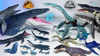 MOSASAURUS VS ELASMOSAURUS amp Marine Reptiles Jurassic World Dinosaurs Collection Battle [upl. by Liederman]