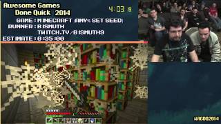 Minecraft PC  SPEED RUN 01640 By Bismuth AGDQ 2014 [upl. by Naesad715]