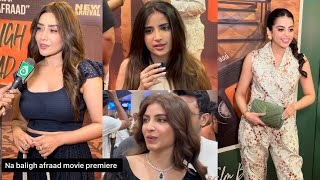 Hania Amir Komal meer Samar Jafferi Saboor Aly amp Kubra khan at Na baligh afraad movie premiere [upl. by Shyamal810]