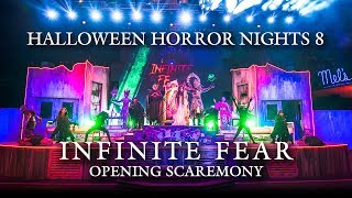 INFINITE FEAR Opening Scaremony show at Halloween Horror Nights 8 2018 [upl. by Ahsatsana]