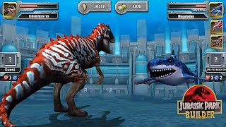 INDOMINUS REX VS MEGALODON  AQUATIC TOURNAMENT  JURASSIC PARK BUILDER [upl. by Eipper]