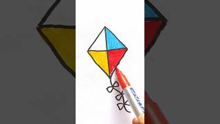 Easy Drawing Kite 🪁 for Kids kite shorts [upl. by Jessa]