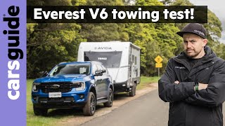 Caravan towing review 2023 Ford Everest V6 4x4 Sport tow test Avida 28tonne [upl. by Aray747]