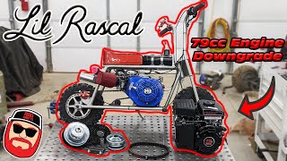 Lil Rascal Mini Bike 79cc Predator Engine Swap [upl. by Rocker]