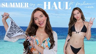 Fashion Nova Summer 🌴 tryon haul bikinis dresses and matching sets [upl. by Orth398]