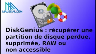 Récupérer partition de disque perdue en RAW ou des fichiers supprimes avec Diskgenius [upl. by Llejk]