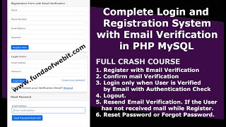 How to make Login and Registration System with Email Verification in PHP MySQL  Full Crash Course [upl. by Astiram]