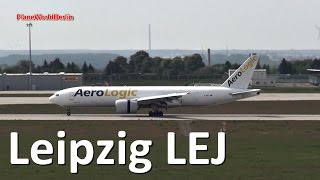 AeroLogic Boeing 777F landing in Leipzig LEJ [upl. by Oidiple]