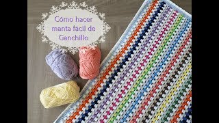 Cómo hacer una manta fácil de crochet paso a paso Tutorial de ganchillo paso a paso en español [upl. by Assillam92]