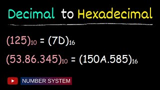 Convert decimal to hexadecimal  Number system conversion [upl. by Arand425]