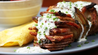 Creamy Bacon Chive Hasselback Potatoes [upl. by Stearn]