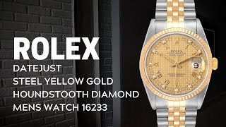 Rolex Datejust Steel Yellow Gold HoundsTooth Diamond Mens Watch 16233  SwissWatchExpo [upl. by Tad]