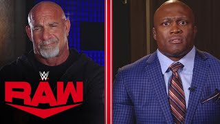 Goldberg and Bobby Lashley exchange heated words in No Holds Barred interview Raw Oct 18 2021 [upl. by Bovill]