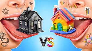 ONE COLORED HOUSE CHALLENGE Rainbow vs Goth Girl [upl. by Arabel]