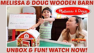 Melissa amp Doug Wooden Fold amp Go Barn  Playtime With Parker  Childrens Fun amp Learning [upl. by Hannej]