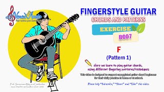 Exercise B007 ក្បួនប្រើម្រាមដៃលេងខដ Fingerstyle Guitar Pattern 1 in F fingerstyle [upl. by Bernarr970]