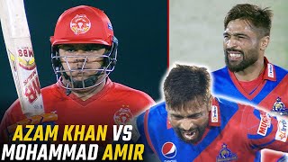 Azam Khan vs Mohammad Amir  Mohammad Amir Got Angry 😡🗯  Epic Scenes in HBL PSL  MI2A [upl. by Thinia]