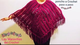 ENGLISH SUBTITLES PONCHO A CROCHET Punto Fantasía crochet LasMaravillasdelCrochet [upl. by Cown]