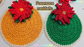 😍 Crochet Navideño 😍 Lindos posavasos tejidos a ganchillo patrón navideño paso a paso [upl. by Noevad]