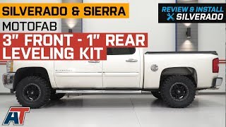 20072018 Silverado amp Sierra 1500 MotoFab 3quot Front 1quot Rear Leveling Kit Review amp Install [upl. by Rhoads]