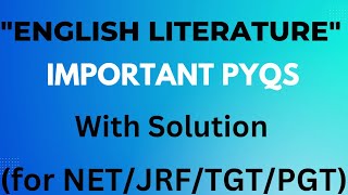 UGC NET English Literature  Important PYQs amp MCQs With Solution Part1 [upl. by Sadira]