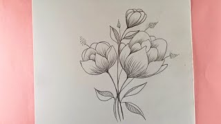 How to Draw a Flower Drawing  Beautiful Flower Drawing  Flower Design Drawing [upl. by Dolphin]