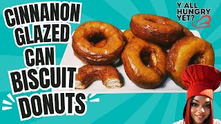 HOW TO MAKE CINNAMON GLAZED CAN BISCUIT DONUTS🍩🍩🍩 [upl. by Linn]