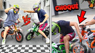 NOS ENFRENTAMOS 1VS1 A CARRERAS DE MINI MOTOS Y TERMINA EN CHOQUE se rompe todo  Yair17 [upl. by Ayiotal]