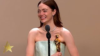 Emma Stone Says Oscars Dress Got Fixed Before Press Room Intv [upl. by Anawk]