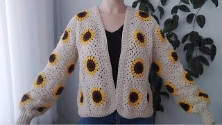 AYÇİÇEĞİ HIRKA 🌻 1 BÖLÜM  SUNFLOWER CARDIGAN🌻 PART 1 [upl. by Goldshell]