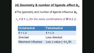 Jorgensen parameter spliting Octahedral vs tetrahedral Spinel Jarnteller CFT shortcomings [upl. by Naehgem58]