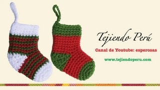 Medias o botitas navideñas en crochet [upl. by Annairt854]