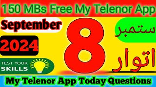 8 September 2024 Questions and Answers  My Telenor Today Questions  Telenor Questions Today Quiz [upl. by Nido]