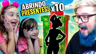 ABRI 10 PRESENTES COM AS MINHAS FILHAS NO FORTNITE [upl. by Cissiee]