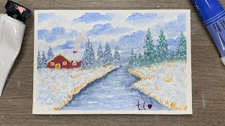 Acrylic Painting for Beginners  Winter Scenery Painting [upl. by Ellevel]