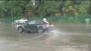 BMW 1M Coupe w decatted exhausts  Revs donuts etc [upl. by Oznecniv]