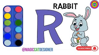 R for Rabit lets draw and color this beautifull pet togheter and lets play with magiccatdesigner [upl. by Pascha]