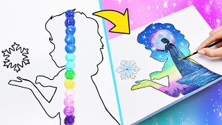 WOW Coloratissimo Ritratto Della Principessa Elsa 🎨 Facile Tutorial Per Dipingere Con Acrilici ❄️ [upl. by Keldon88]