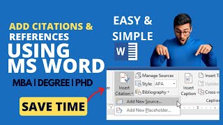 Add Citations amp References Using Microsoft Word 2023  APA Referencing [upl. by Yssirhc]