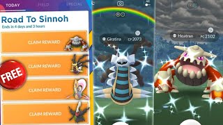 FREE LEGENDARY POKEMON FROM RESEARCH GIRATINA HEATRAN RAIDS AND MORE  ROAD TO SINNOH [upl. by Wirth505]