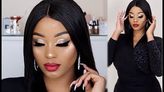 EASY GLAM CHRISTMAS MAKEUP TUTORIAL  OUTFIT  WOC  VINTYNELLIE [upl. by Anires316]