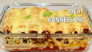 Cannelloni with minced meat  Italian meat dish with béchamel sauce and cheese  Meat cannelloni [upl. by Stockmon]