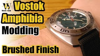 Vostok Amphibia brushed case and bezel mod  How To video [upl. by Legnaleugim]