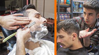 ASMR Taper Haircut And Shave In Real Turkish Barber Shop  Massage ASMR [upl. by Paresh]