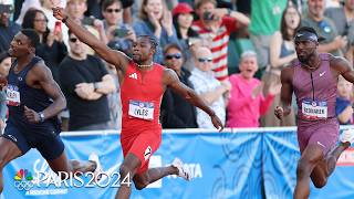 Noah Lyles CLINCHES PARIS SPOT with 100m PERSONAL BEST at Trials alongside Bednarek amp Kerley [upl. by Hedvah290]