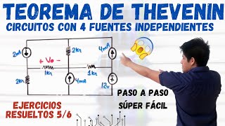 TEORENA de THEVENIN con 4 FUENTES INDEPENDIENTES💥 1 EJERCICIO RESUELTO PASO a PASO Esto NO SABIAS😱 [upl. by Eirret]